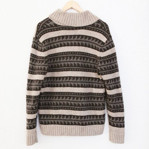 Vince Men's 100% Wool Fair Isle Striped Shawl Collar V Neck Knit Sweater $295 M - Picture 3 of 13